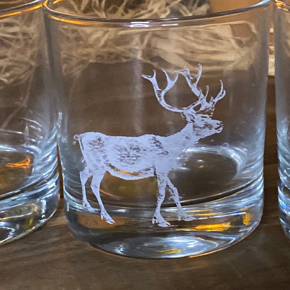 Pottery Barn Wilderness Cabin Stag Double Old Fashioned Glasses - Set Of 4 - Picture 12 of 16